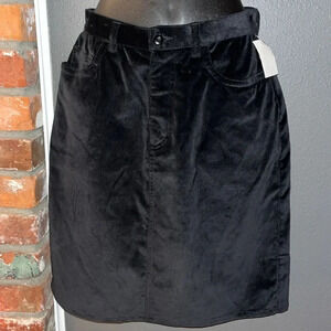 St Johns Bay Skirt Size 8 Petite Knee Length Black Velour Pencil Skirt 5 Pocket